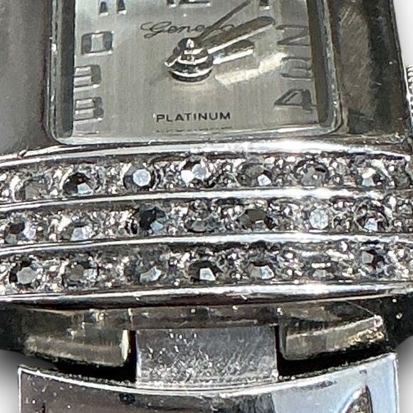 Geneva Y2K Vintage Platinum with Back & Crystal Rhinestones Tonneau Shaped Face main image 8